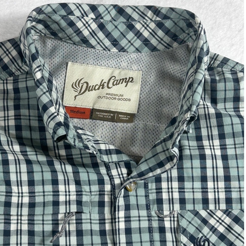 Duck Camp Mens M Fishing Shirt Plaid Long Sleeve Ventilated Stretch Outdoor